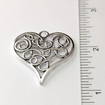 Decorative Hollow Wide Heart Pendant Antique Silver - Image 2