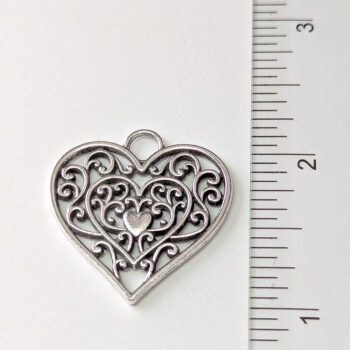 Decorative Hollow Cutout Heart Pendant Antique Silver - Image 2