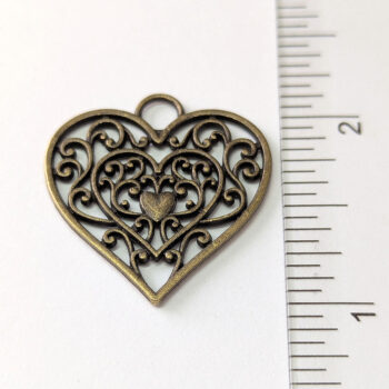 Decorative Hollow Cutout Heart Pendant Antique Bronze - Image 2