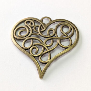 Decorative Hollow Wide Heart Pendant Antique Bronze