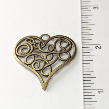 Decorative Hollow Wide Heart Pendant Antique Bronze - Image 3