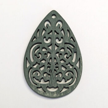 Large Decorative Cutout Teardrop Wood Pendant Green