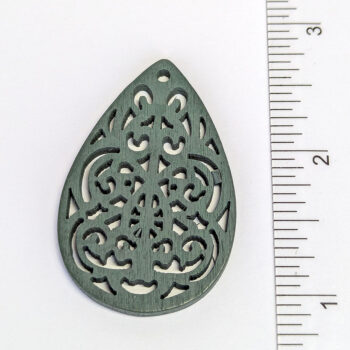 Large Decorative Cutout Teardrop Wood Pendant Green - Image 2