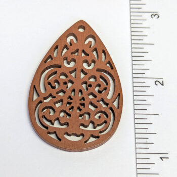 Large Decorative Cutout Teardrop Wood Pendant Brown - Image 2