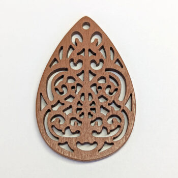 Large Decorative Cutout Teardrop Wood Pendant Brown