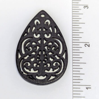 Large Decorative Cutout Teardrop Wood Pendant Black - Image 2