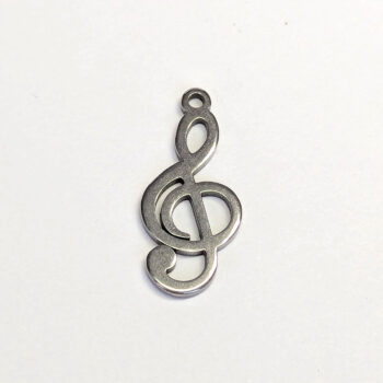 Stainless Steel Delicate Musical Note Treble Clef Charm Silver