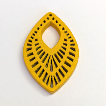 Large Decorative Cutout Diamond Wood Pendant Yellow