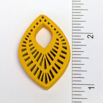 Large Decorative Cutout Diamond Wood Pendant Yellow - Image 2