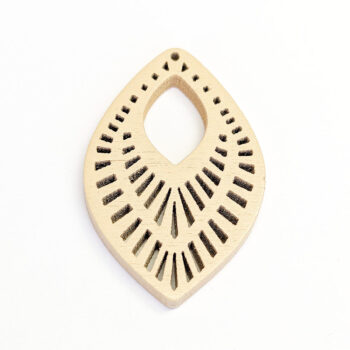 Large Decorative Cutout Diamond Wood Pendant Cream