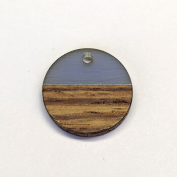 Steel Blue Round Circle Resin Geometric Wood Pendant