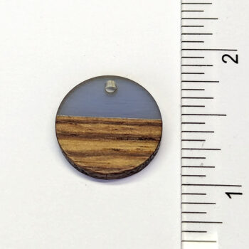 Steel Blue Round Circle Resin Geometric Wood Pendant - Image 2