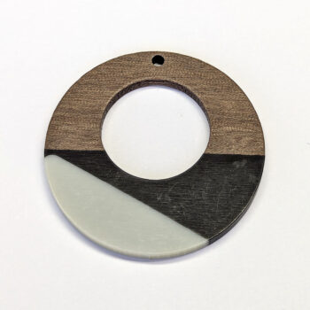 Black White Hollow Large Round Hoop Resin Geometric Wood Pendant