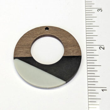 Black White Hollow Large Round Hoop Resin Geometric Wood Pendant - Image 2