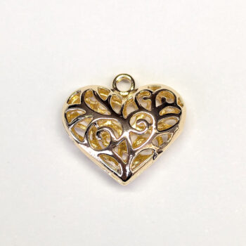 Decorative Hollow Filigree Heart Pendant KC Gold