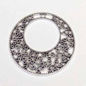 Large Hollow Decorative Round Hoop Geometric Pendant Silver