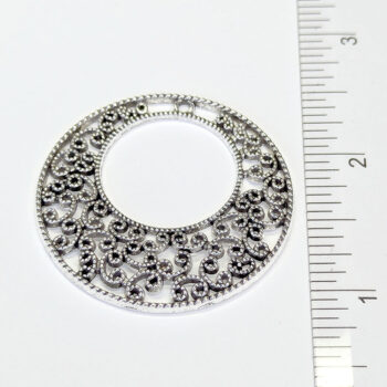 Large Hollow Decorative Round Hoop Geometric Pendant Silver - Image 2