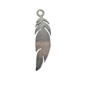 Stainless Steel Solid Leaf Feather Charm Silver