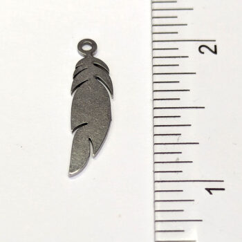 Stainless Steel Solid Leaf Feather Charm Silver - Image 2