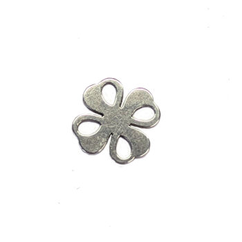 Stainless Steel Hollow Four Leaf Clover Charm Silver