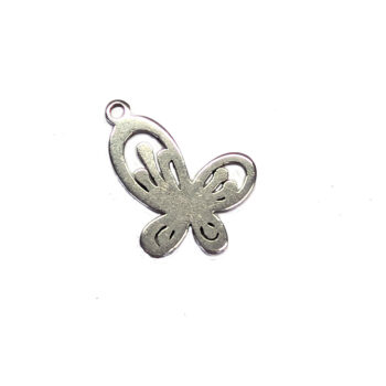 Stainless Steel Hollow Angle Delicate Rounded Butterfly Charm Silver