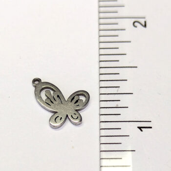 Stainless Steel Hollow Angle Delicate Rounded Butterfly Charm Silver - Image 2