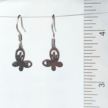 Stainless Steel Hollow Angle Rounded Butterfly Silver Earrings - Image 2