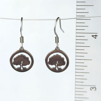 Stainless Steel Delicate Hollow Tree Hoop Silver Earrings - Image 2