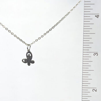 Stainless Steel Hollow Angle Rounded Butterfly Silver Necklace - Image 2