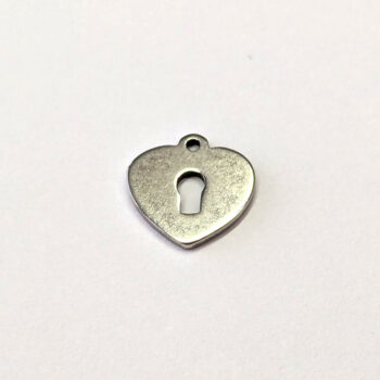 Stainless Steel Heart Lock Charm Silver