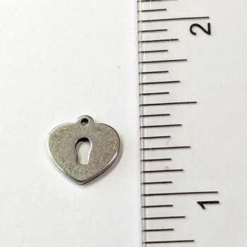 Stainless Steel Heart Lock Charm Silver - Image 2