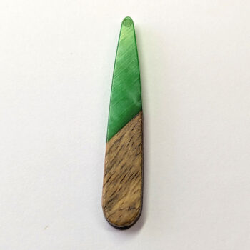 Green Marble Long Teardrop Wood Resin Pendant