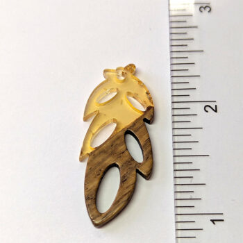 Clear Cream Leaf Resin Wood Resin Pendant - Image 2