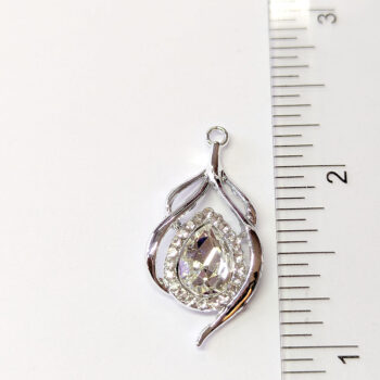 Clear Rhinestone Decorative Teardrop Charm Silver - Image 2