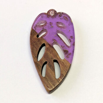 Clear Purple Gold Leaf Resin Wood Resin Pendant