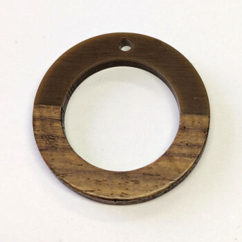 Brown Hollow Round Hoop Resin Geometric Wood Pendant