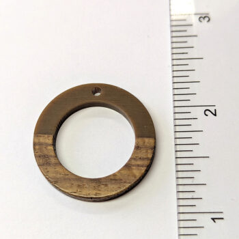 Brown Hollow Round Hoop Resin Geometric Wood Pendant - Image 2