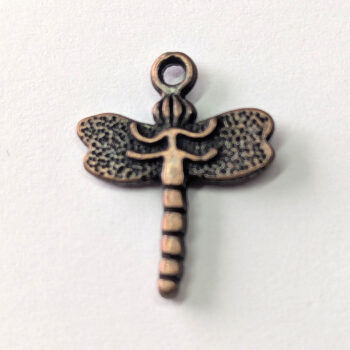 Dragonfly Charm Small Dainty Antique Copper - Image 3