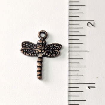 Dragonfly Charm Small Dainty Antique Copper - Image 2