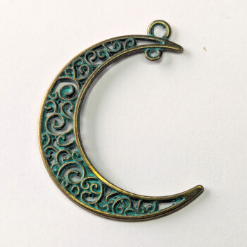 Hollow Moon Pendant / Connector Antique Bronze Patina