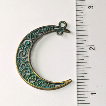 Hollow Moon Pendant / Connector Antique Bronze Patina - Image 2