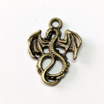 Small Dragon With Wings Charm Antique Bronze