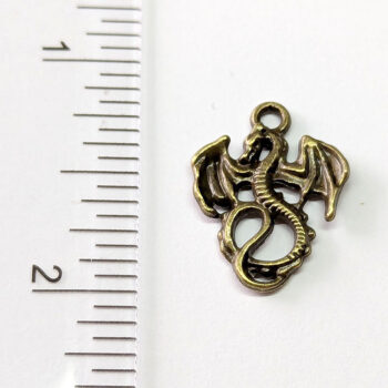 Small Dragon With Wings Charm Antique Bronze - Image 2