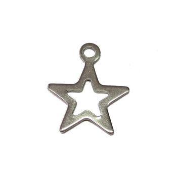 Stainless Steel Delicate Hollow Star Charm Silver