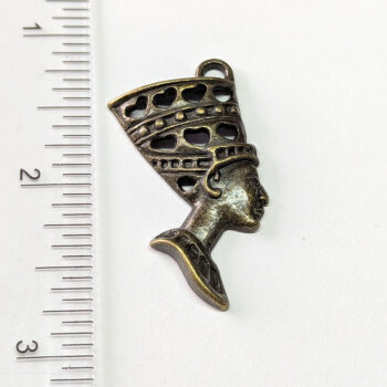 Egyptian Queen Nefertiti Pendant Antique Bronze - Image 4