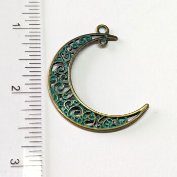 Hollow Moon Pendant / Connector Antique Bronze Patina - Image 4