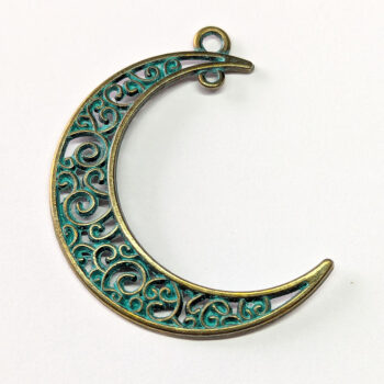 Hollow Moon Pendant / Connector Antique Bronze Patina - Image 5