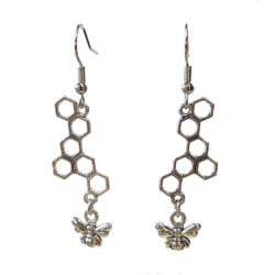 Antique Silver Bee With Hive Earrings