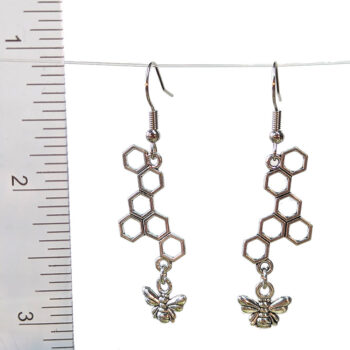 Antique Silver Bee With Hive Earrings - Image 2