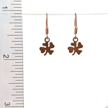 Stainless Steel Tiny Four Leaf Clover Rose Gold Earrings - Image 2